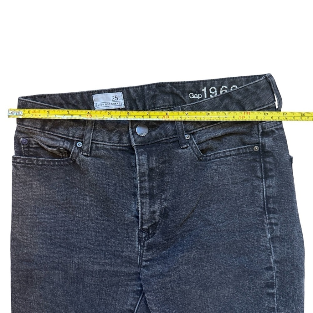 GAP Woman’s High Rise Black Distressed Skinny Straight Leg Jeans 25r - Picture 8 of 14